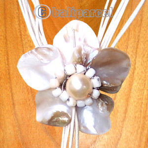 Necklaces, Handmade From Shell, Glass Beads And Catton String.