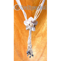 Necklaces, Handmade From Shell, Glass Beads And Catton String.