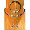 Set Of Necklace, Bracelet & Earring, Handmade From Rubber String With Pearl
