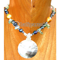 Necklaces, Handmade From Shell, Resin, Glass Beads And Cotton String