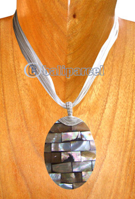 Necklaces, Handmade From Resin Inlaid With Shell, Catton String.