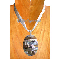 Necklaces, Handmade From Resin Inlaid With Shell, Catton String.