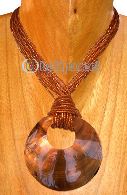 Necklaces, Handmade From Glassbead And Shell.