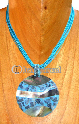 Necklaces, Handmade From Resin Inlaid With Shell, Glass Beads And Cotton String