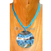 Necklaces, Handmade From Resin Inlaid With Shell, Glass Beads And Cotton String
