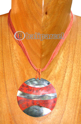 Necklaces, Handmade From Resin Inlaid With Shell, Glass Beads And Cotton String
