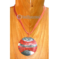 Necklaces, Handmade From Resin Inlaid With Shell, Glass Beads And Cotton String