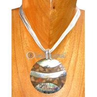 Necklaces, Handmade From Resin Inlaid With Shell, Glass Beads And Cotton String
