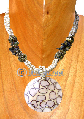 Necklaces, Handmade From Shell, Resin, And Glassbead.