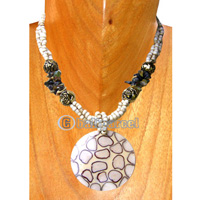 Necklaces, Handmade From Shell, Resin, And Glassbead.