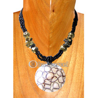 Necklaces, Handmade From Shell, Resin, And Glassbead.