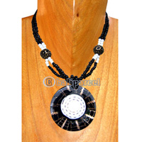 Necklaces, Handmade From Shell, Resin, And Glassbead.