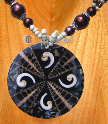 Necklaces, Handmade From Shell, Resin, And Glassbead.