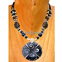 Necklaces, Handmade From Shell, Resin, And Glassbead.