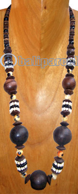 Necklaces, Handmade From Wooden And Glass Beads.