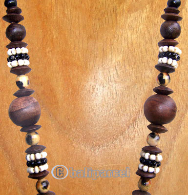 Necklaces, Handmade From Wooden And Glass Beads.