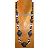 Necklaces, Handmade From Wooden And Glass Beads.