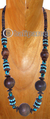 Necklaces, Handmade From Wooden And Glass Beads.