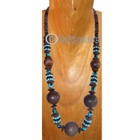 Necklaces, Handmade From Wooden And Glass Beads.