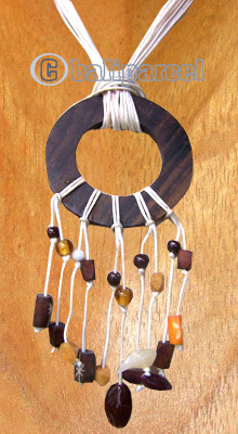 Necklaces, Handmade From Cotton String, Sono Wood And Glass Beads