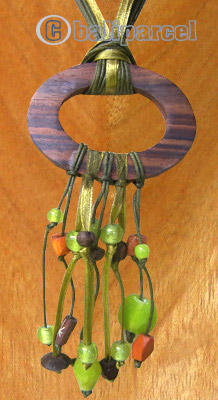 Necklaces, Handmade From Cotton String, Sono Wood And Glass Beads