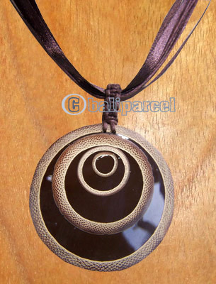 Necklaces, Handmade From Cotton String, Resin Inlaid With Bamboo.