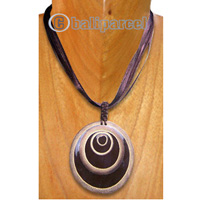 Necklaces, Handmade From Cotton String, Resin Inlaid With Bamboo.