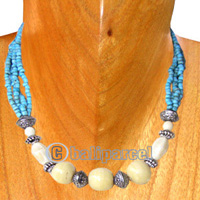 Necklaces, Handmade From Glassbead And Shell.