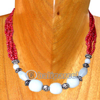 Necklaces, Handmade From Glassbead And Shell.