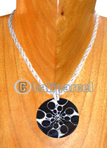Necklaces, Handmade From Glass Beads, Resin Inlaid With Shell.