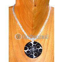 Necklaces, Handmade From Glass Beads, Resin Inlaid With Shell.