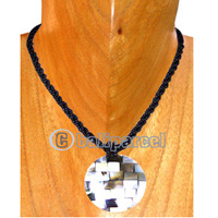 Necklaces, Handmade From Glass Beads, Resin Inlaid With Shell.