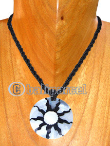 Necklaces, Handmade From Glass Beads, Resin Inlaid With Shell.