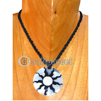 Necklaces, Handmade From Glass Beads, Resin Inlaid With Shell.