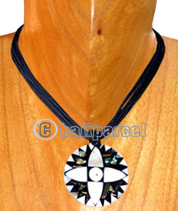 Necklaces, Handmade From Glass Beads, Resin Inlaid With Shell.