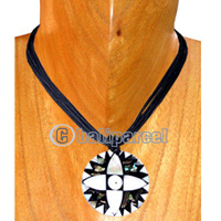 Necklaces, Handmade From Glass Beads, Resin Inlaid With Shell.