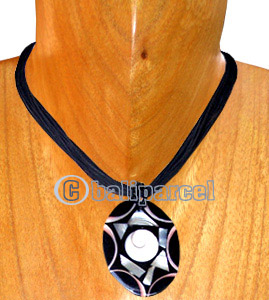 Necklaces, Handmade From Glass Beads, Resin Inlaid With Shell.