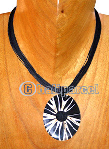 Necklaces, Handmade From Glass Beads, Resin Inlaid With Shell.