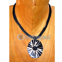 Necklaces, Handmade From Glass Beads, Resin Inlaid With Shell.