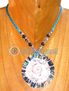 Necklaces, Handmade From Resin Inlaid With Shell & Shiva Eye, Wooden & Metal Beads.