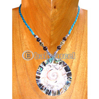 Necklaces, Handmade From Resin Inlaid With Shell & Shiva Eye, Wooden & Metal Beads.