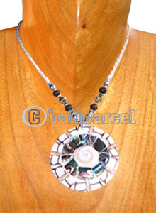 Necklaces, Handmade From Resin Inlaid With Shell & Shiva Eye, Wooden & Metal Beads