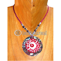 Necklaces, Handmade From Resin Inlaid With Shell & Shiva Eye, Wooden & Metal Beads