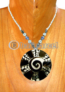 Necklaces, Handmade From Resin Inlaid With Shell & Shiva Eye, Wooden & Metal Beads