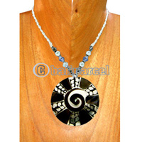 Necklaces, Handmade From Resin Inlaid With Shell & Shiva Eye, Wooden & Metal Beads