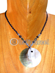 Necklaces, Handmade From Resin Inlaid With Shell, Glass & Metal Beads