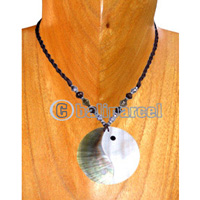 Necklaces, Handmade From Resin Inlaid With Shell, Glass & Metal Beads