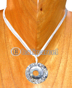 Necklaces, Handmade From Resin Inlaid With Shell, Glass & Metal Beads.