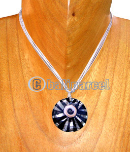 Necklaces, Handmade From Resin Inlaid With Shell & Shiva Eye, And Cotton String