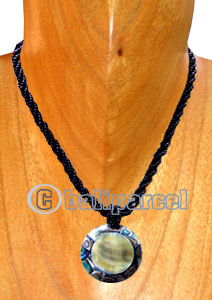 Necklaces, Handmade From Resin Inlaid With Shell, Glass Beads.